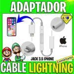 ADAPTADOR CABLE LIGHTNING IPHONE A JACK DE AUDIO 3.5 CON CONTROL DE AUDIO