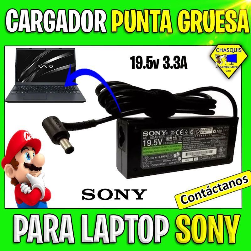 CARGADOR DE LAPTOP SONY PUNTA GRUESA NEGRA 19.5V 3.3A