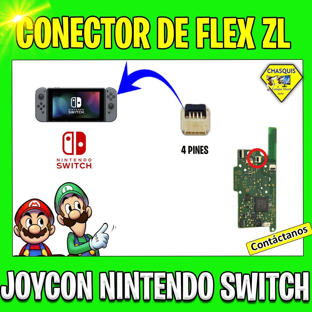 CONECTOR/ RANURA DE FLEX ZL 4 PINES PARA JOYCON NINTENDO SWITCH