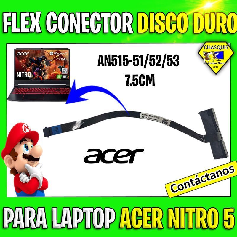 FLEX CONECTOR DE DISCO DURO LAPTOP ACER NITRO 5 AN515-51/ AN515-52/ AN515-53/ NBX0002C000 7.5CM