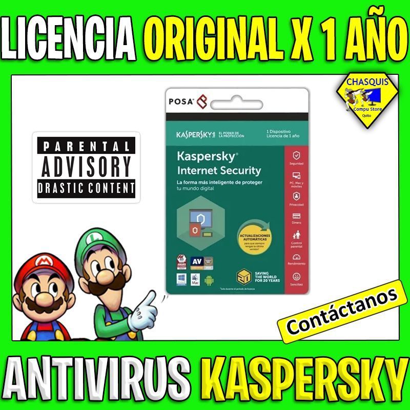 LICENCIA ORIGINAL DE ANTIVIRUS KASPERSKY POR UN AÑO