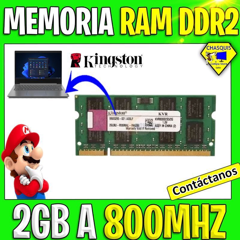 MEMORIA RAM DDR2 KINGSTON DE 2GB A 800MHZ LAPTOP
