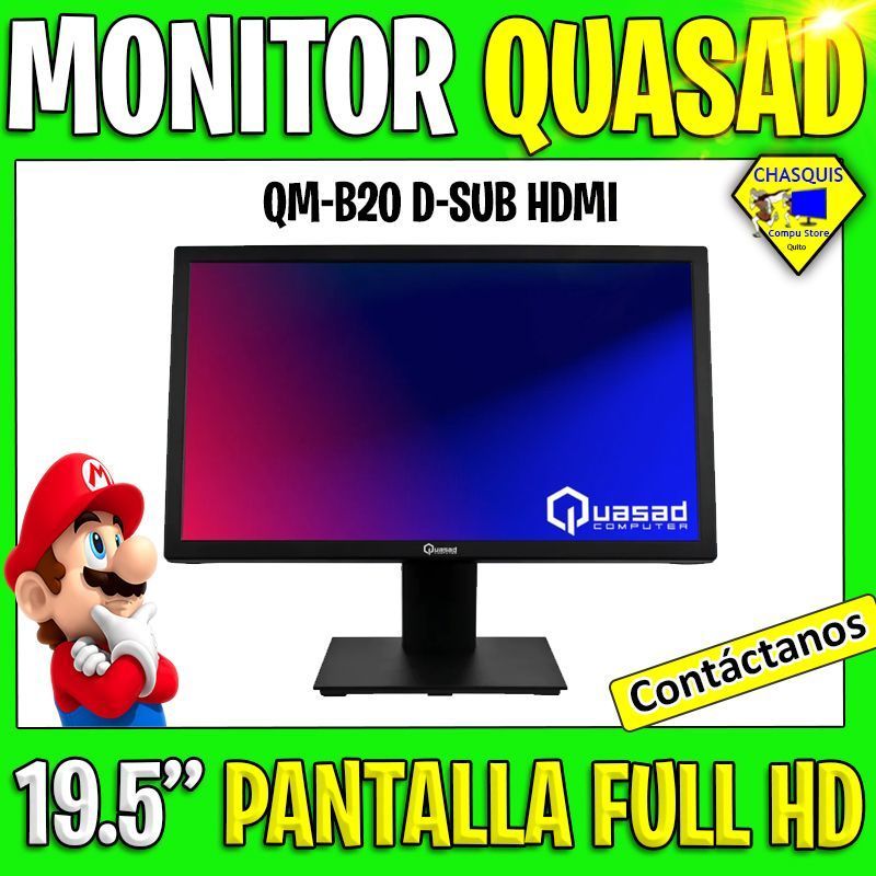 MONITOR QUASAD QM-B20 FULL HD LED D-SUB HDMI NEGRO 19.5" RESOLUCION 1366×768