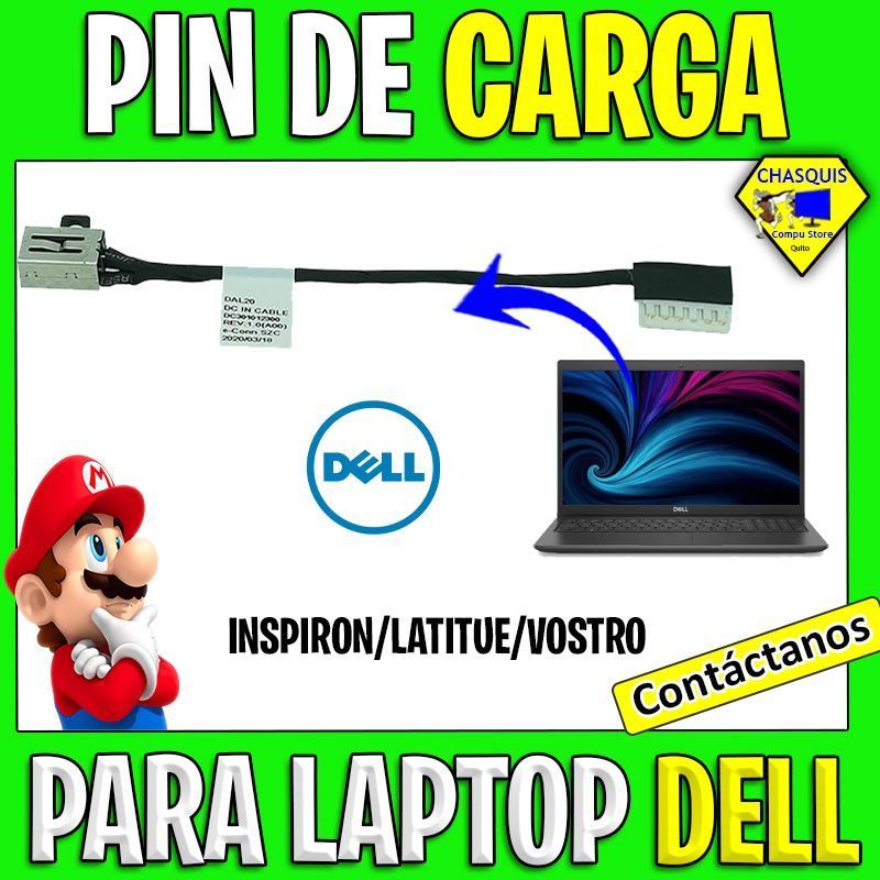 PIN DE CARGA DELL INSPIRON 3481 /3482/ 3584 LATITUE 3590/ 3490/ VOSTRO 3480/ DC-IN 0228R6