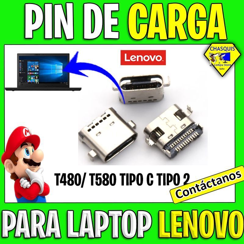 PIN DE CARGA PARA LENOVO T480/ T580 TIPO C TIPO 2
