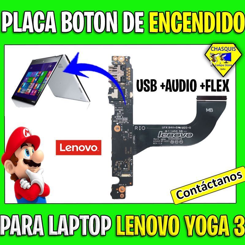 PLACA BOTON DE ENCENDIDO CON PUERTO USB/ AUDIO Y FLEX PARA LAPTOP LENOVO YOGA 3 AIUU2 NS-A322