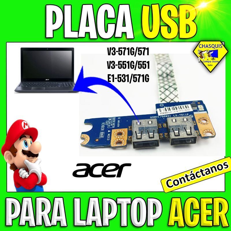 PLACA USB PARA ACER V3-571G/ V3-571/ V3-551G/ V3-551/ Q5WV1/ Q5WV8/ E1-531/ E1-571G