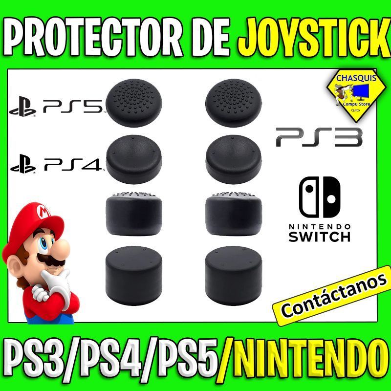 PROTECTOR DE JOYSTICKS DE MANDOS PS3 PS4 PS5 SWITCH PRO SET 4 PARES NEGRO