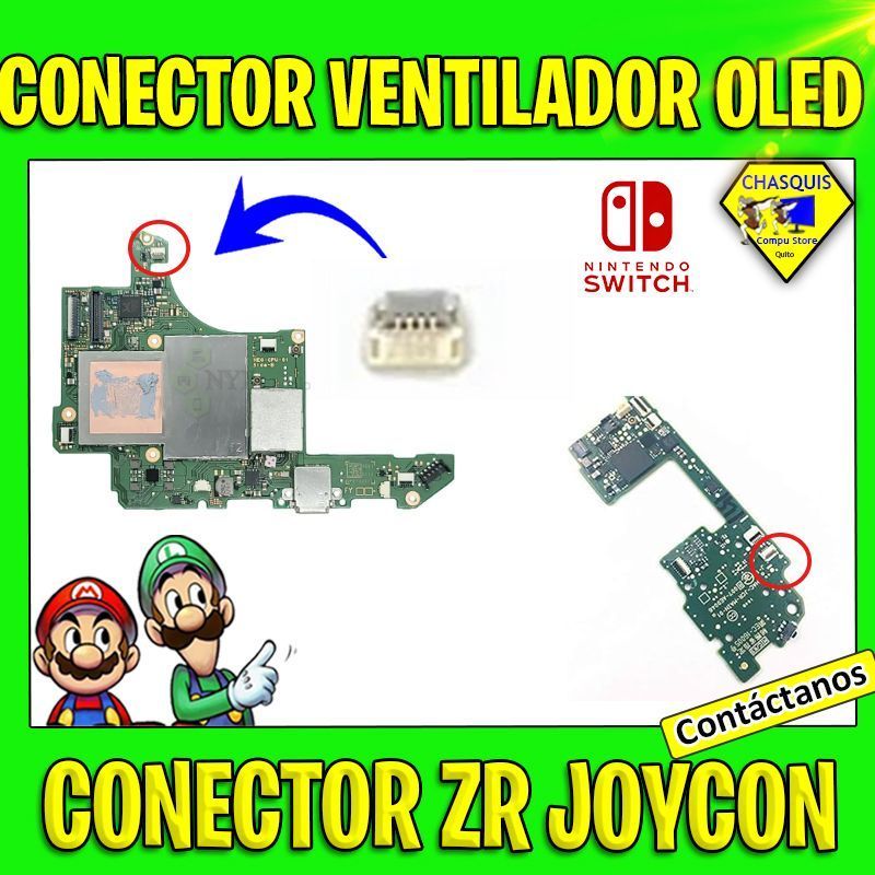 CONECTOR/ RANURA DE VENTILADOR DE CONSOLA DE NINTENDO SWITCH OLED / CONECTOR ZR JOYCON