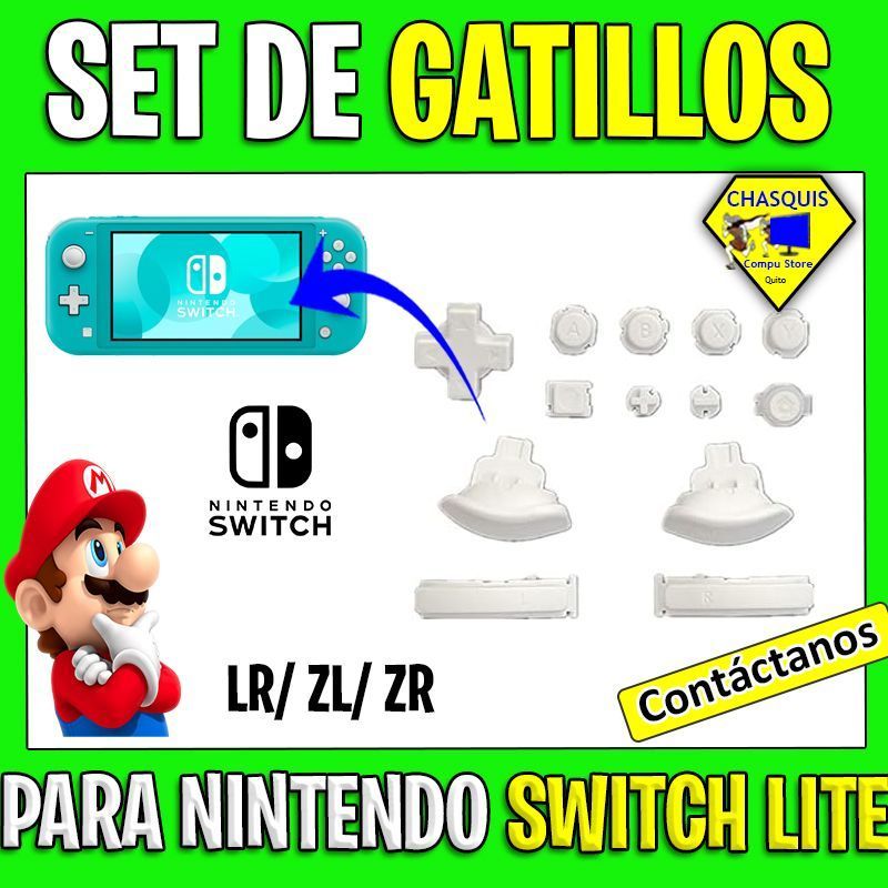 SET DE GATILLOS  L/ R/ ZL/ ZR BLANCOS PARA NINTENDO SWITCH LITE