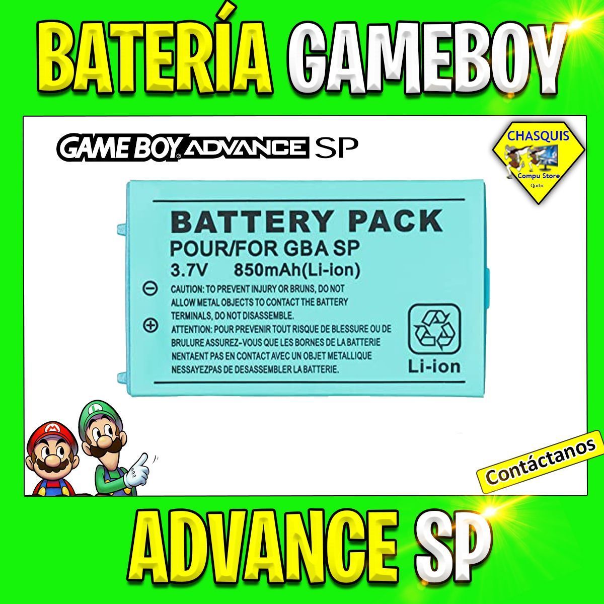 BATERIA RECARGABLE PARA NINTENDO GAMEBOY ADVANCE SP