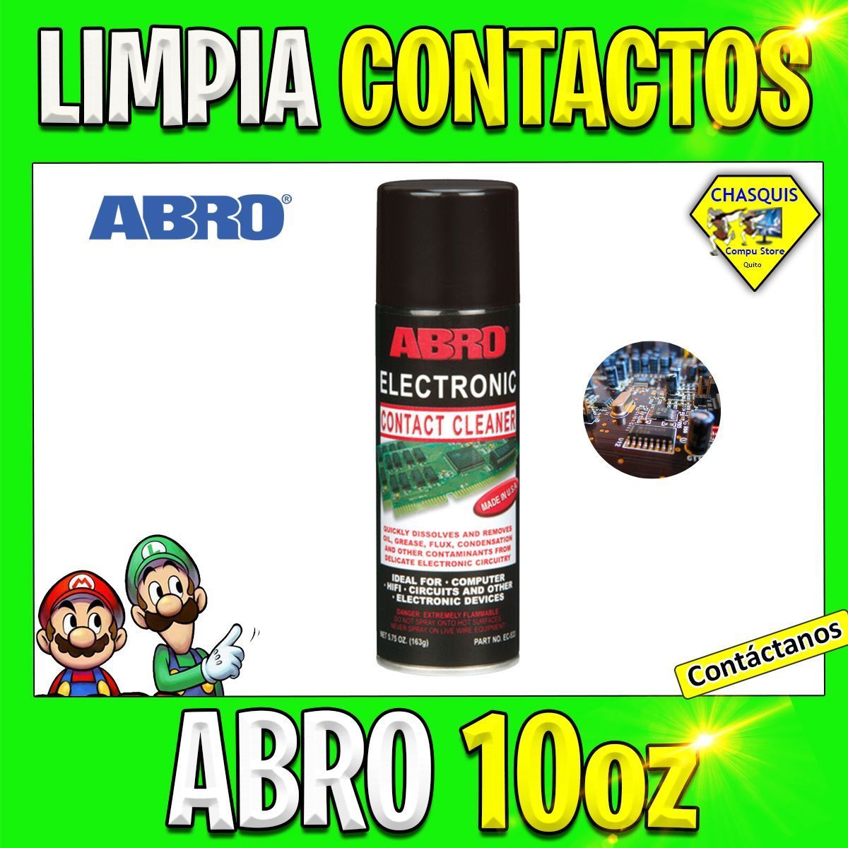 LIMPIADOR DE CONTACTOS ELECTRONICOS ABRO DE 10 OZ