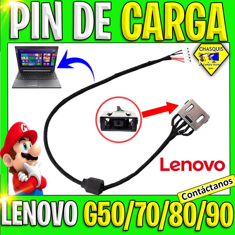 PIN DE CARGA LENOVO G50/ 70/ 80/ 90 DC300100LE00 CON CAMBE DE 20 CM