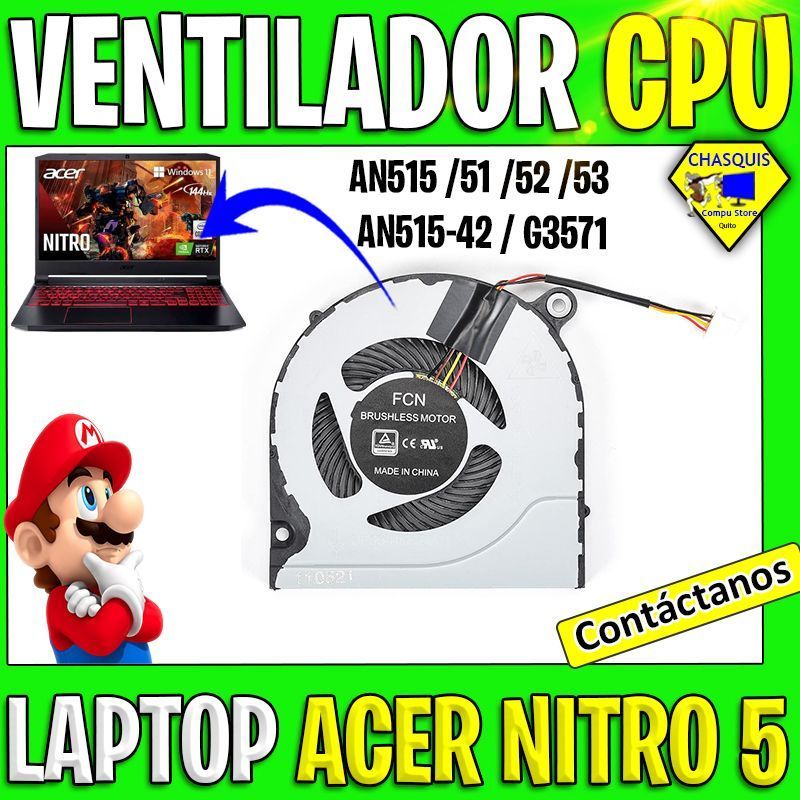 VENTILADOR CPU LAPTOP ACER NITRO 5 AN515 /51 /52 /53 /AN515-42 / G3571