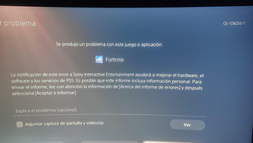 Como arreglar error CE 108255 1