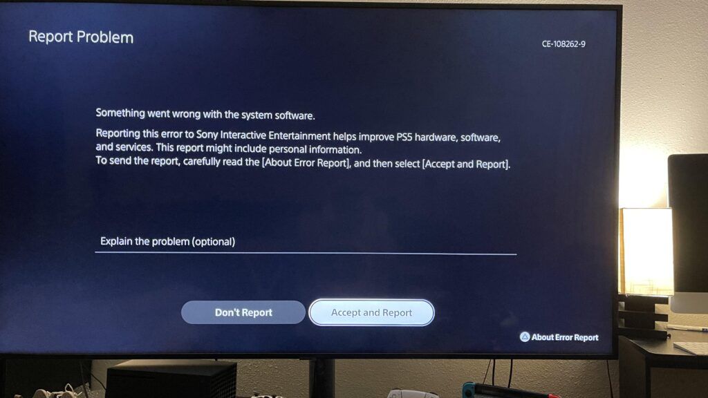 Qué significa el error CE 108262 9 en PS5
