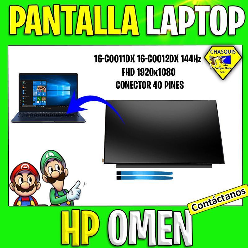 PANTALLA LAPTOP  HP OMEN 16-C0011DX 16-C0012DX 144Hz FHD 1920x1080 CONECTOR 40 PINES