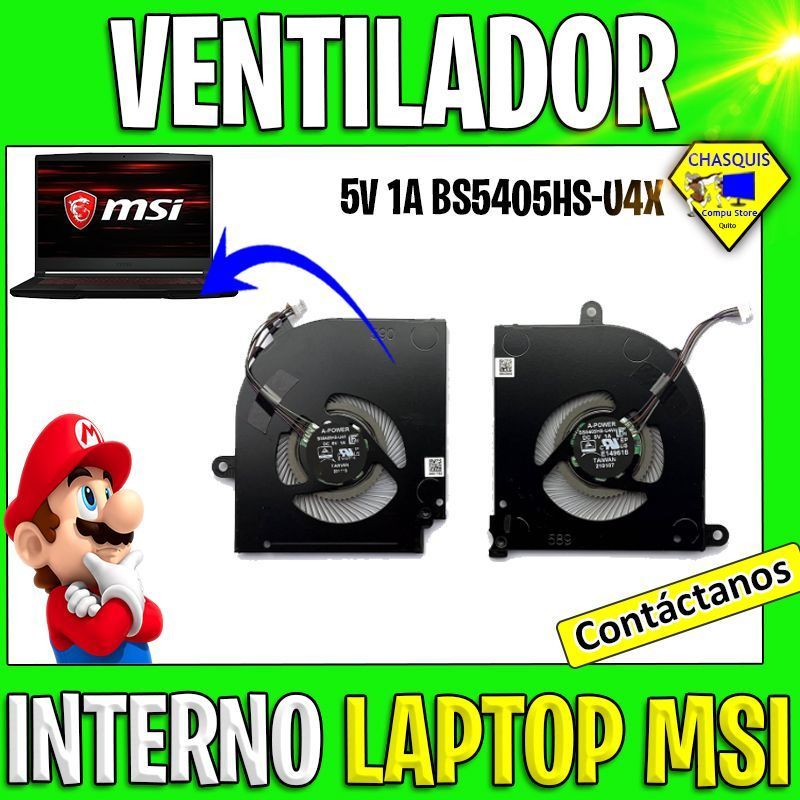 VENTILADOR INTERNO LAPTOP MSI STEALTH 15M PARA GPU 5V 1A BS5405HS-U4X