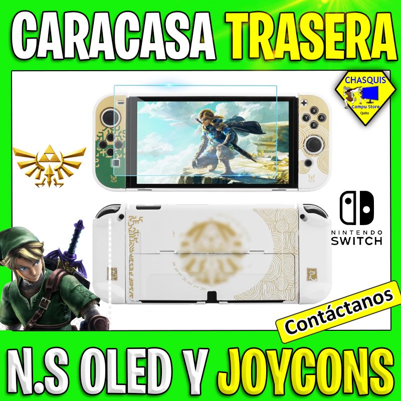 CARCASA TRASERA PARA NINTENDO SWITCH OLED Y JOYCONS EDICIÓN ZELDA