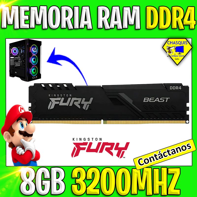 MEMORIA RAM DDR4 KINGSTON FURY DE 8GB A 3200MHZ PARA PC