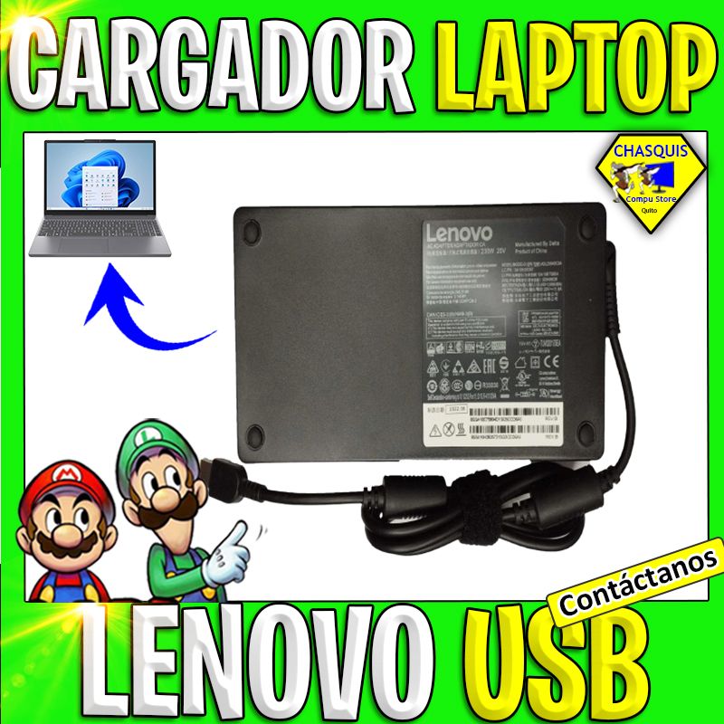 CARGADOR DE LAPTOP LENOVO PUNTA USB 20V 11.5A 230W