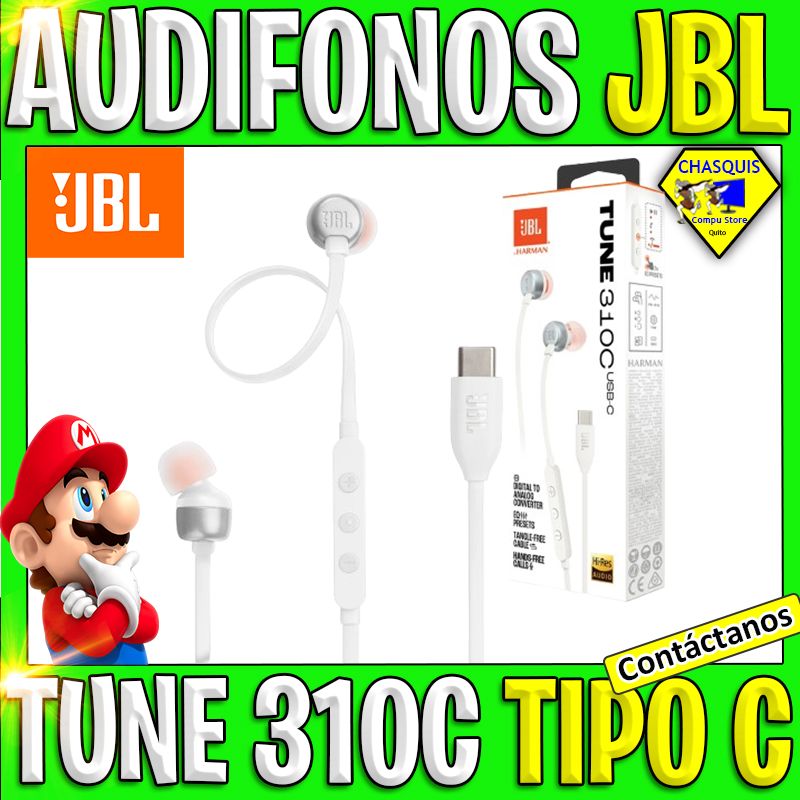 AUDIFONOS JBL TUNE 310C TIPO C BLANCO