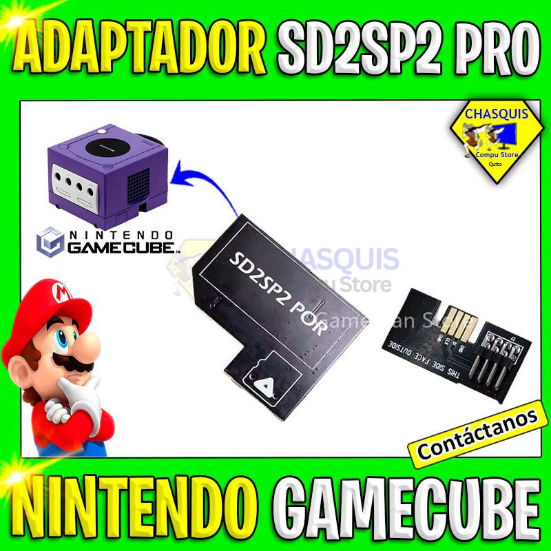 ADAPTADOR SD2SP2 PRO/ LECTOR DE TARJETA MICRO SD PARA NINTENDO GAMECUBE